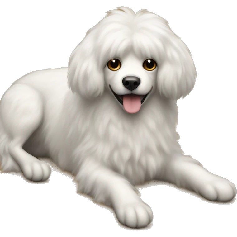 fluffy dog with very skinny legs emoji