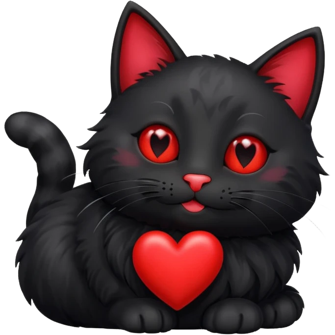 Magic cat with happy red heart with a late emoji
