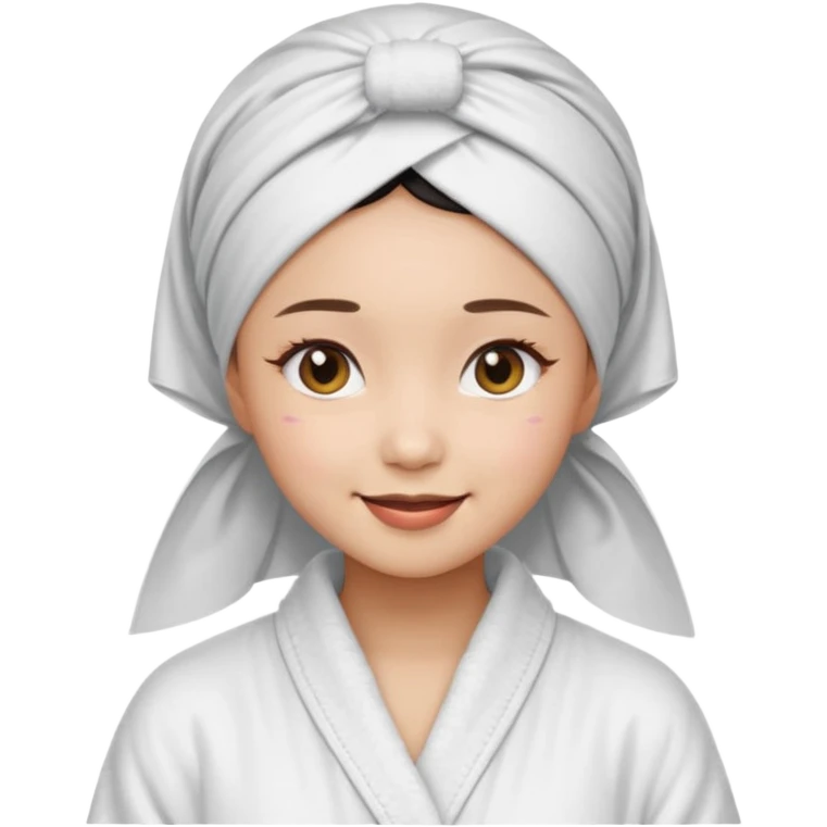 girl aesthetic emoji, asian beautiful make up white Bathrobe + Headscarf emoji