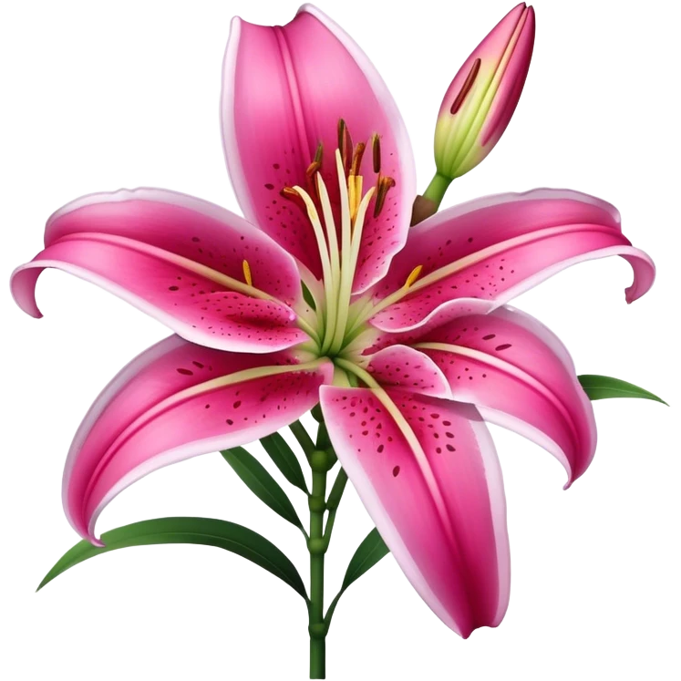 single Deep Pink Oriental Lily with White Edge, straight stem emoji