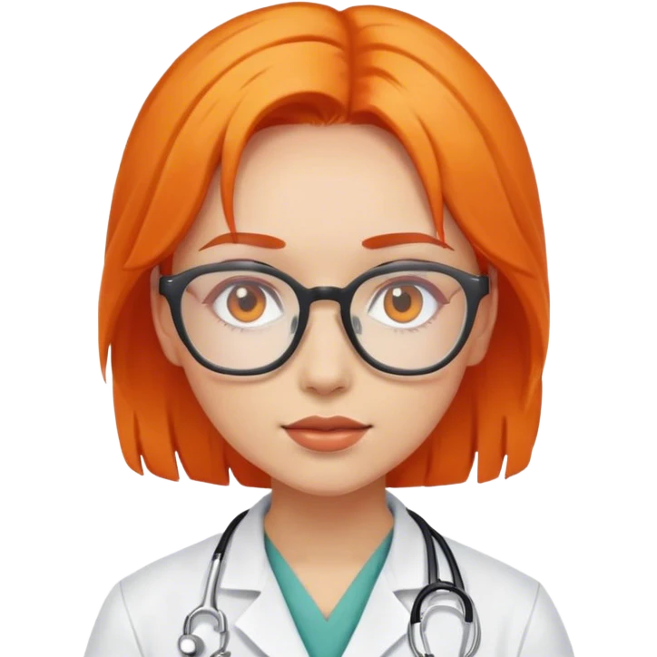 Girl doctor orange hair in glasses  emoji