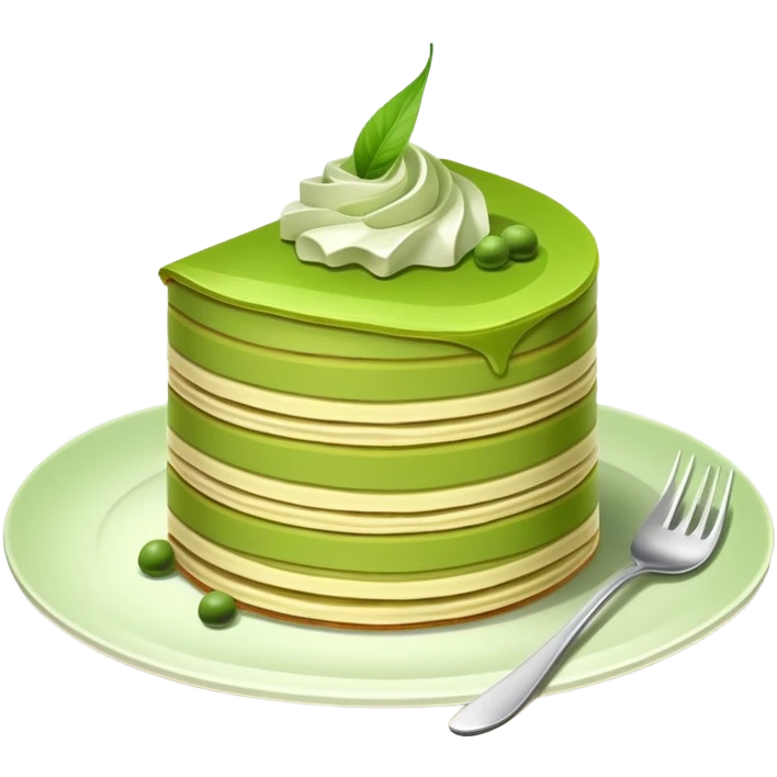 Matcha crepe cake with thin green tea layers emoji