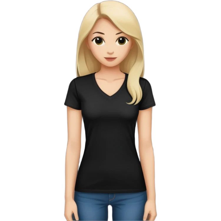 black women's V-neck t-shirt, fitted feminine cut, only the garment, no human form, simple clothing item on white background emoji