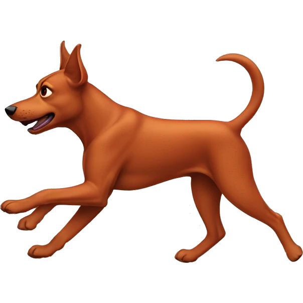 solid red dog with pointed ears running emoji