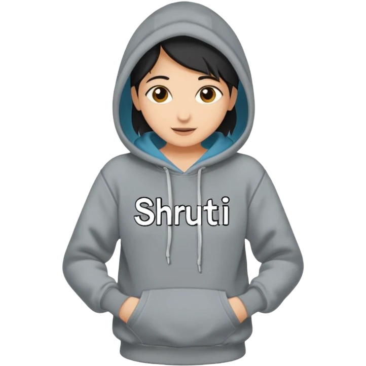 Make a hoodie with shruti written on it with exact spelling and only hoodie without model emoji