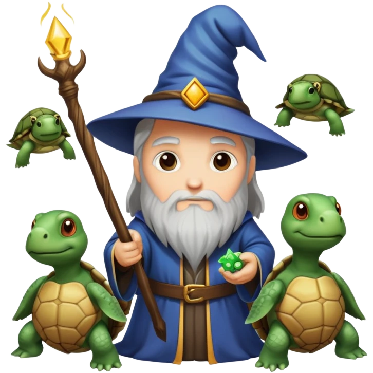 wizard surrounded by turtles emoji