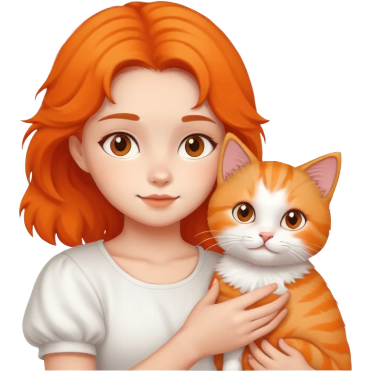 Girl holding a cat emoji