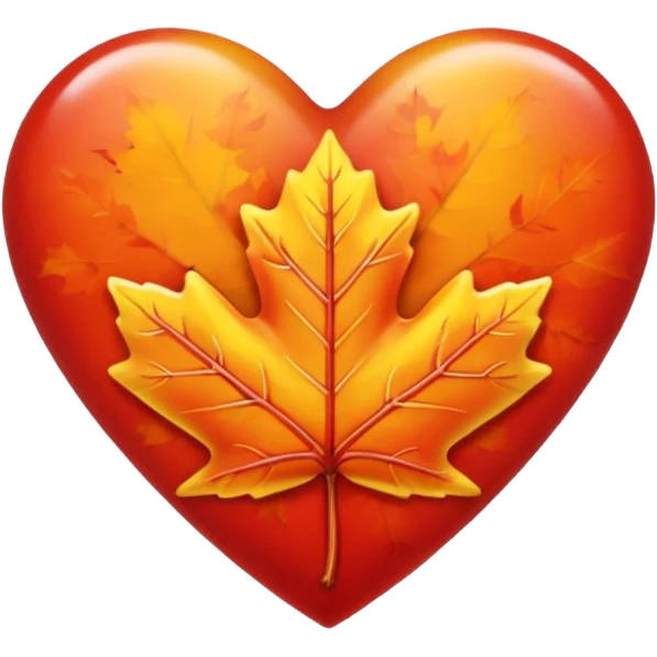 maple leaf heart for autumn emoji