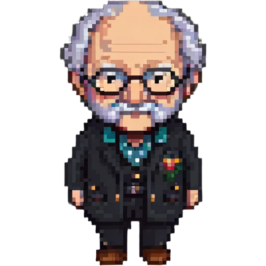 simple and cute old grandpa pixel art emoji