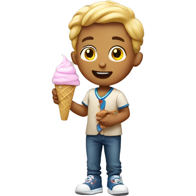 Boy eating ice cream emoji