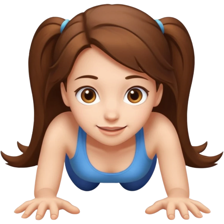 girl on all fours crawling toward you, cheerful, direct eye contact emoji