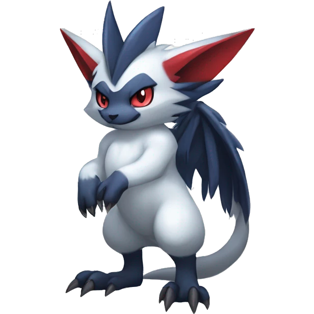 Cool Edgy Nargacuga-Absol-Zangoose-Sneasel-Quilava with a collar on, full body emoji