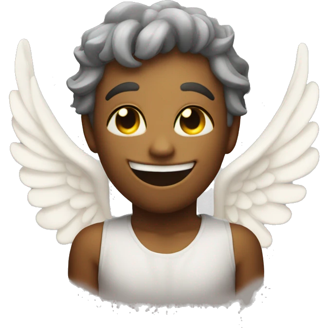 A gentle smile in a demon form shape with an angel halo emoji