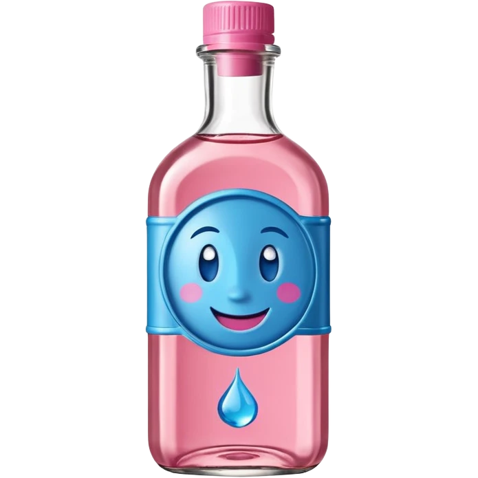 Smiling bottle of oil blue top pink outside with logo that says diddy oil emoji