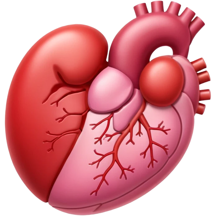 kidney, anatomically accurate but simplified, rounded, red and pink emoji