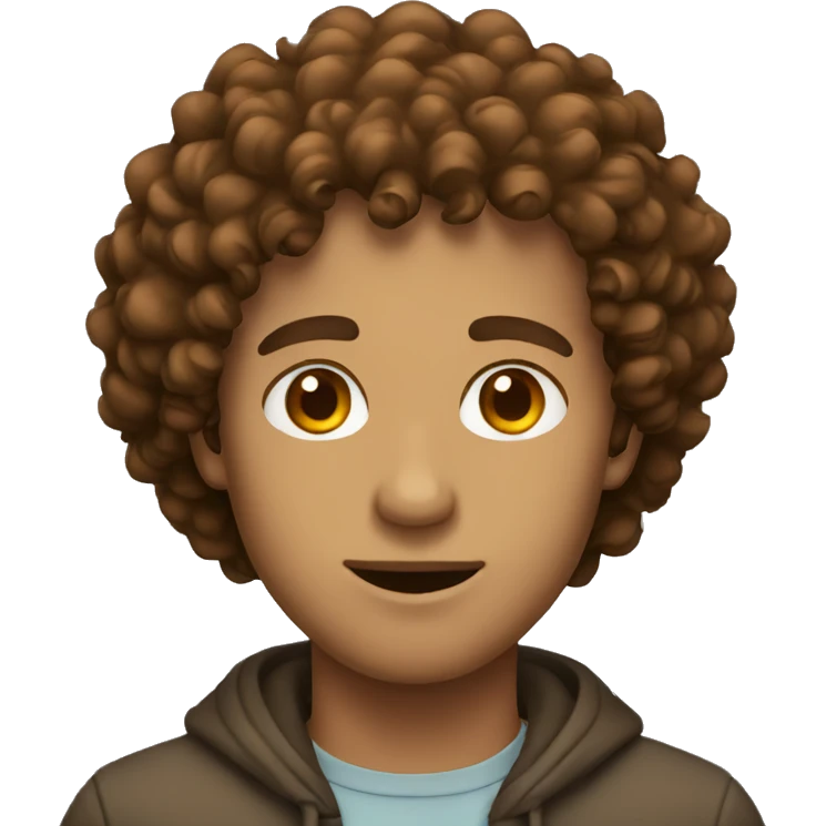 brown curly hair man emoji