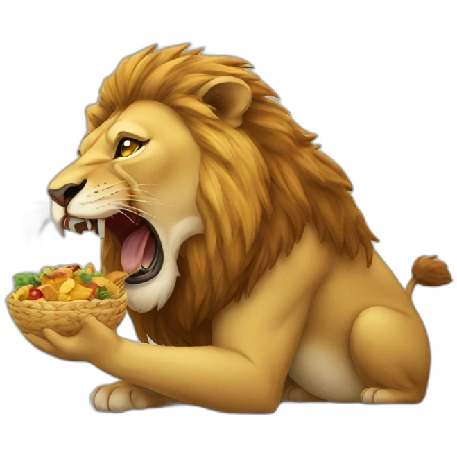 lion eats bird emoji