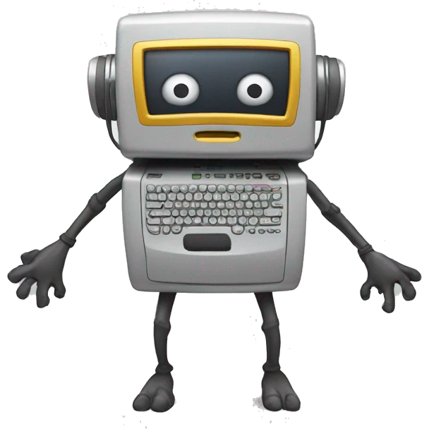 Anthropomorphic computer with arms and legs standing emoji