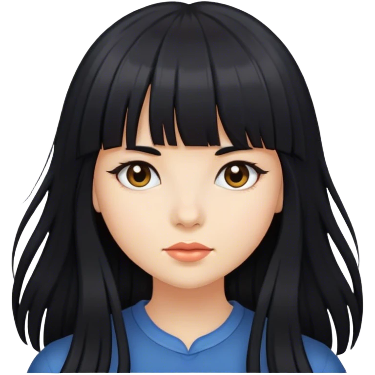 girl with long black hair with bangs standing or walking  emoji