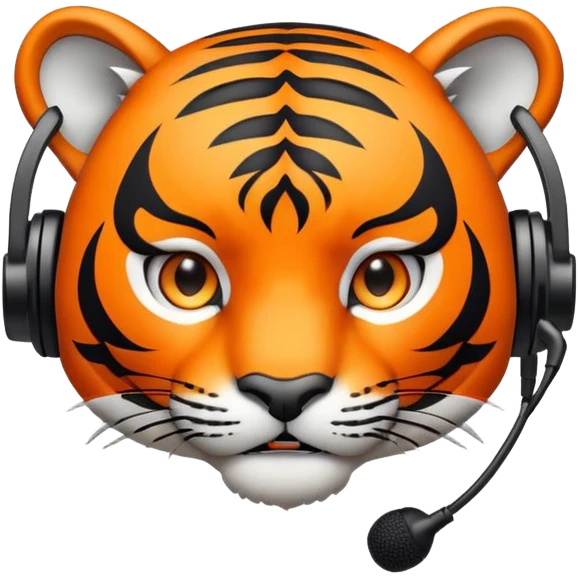 tiger face with headset and microphone for Twitch emote emoji