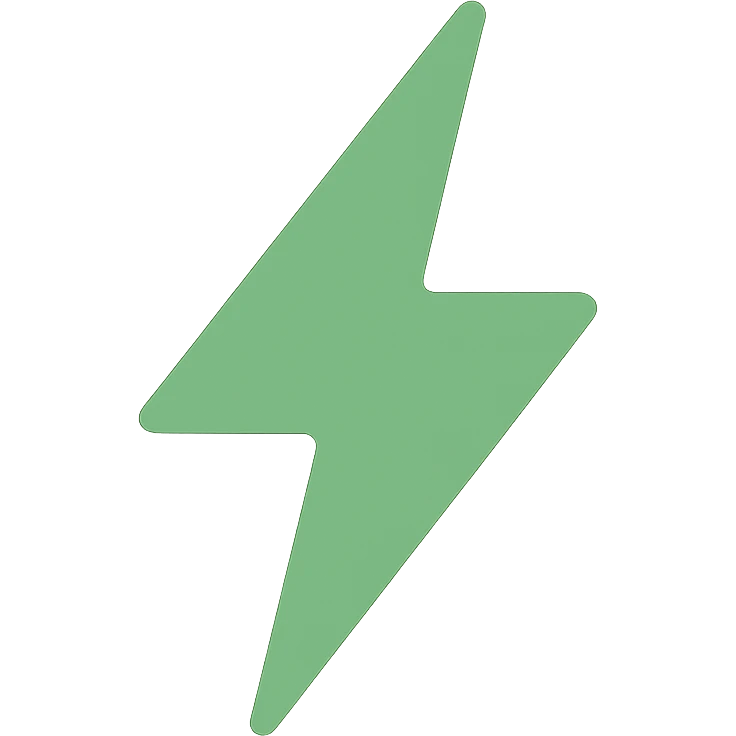 simple green lightning bolt, flat design emoji
