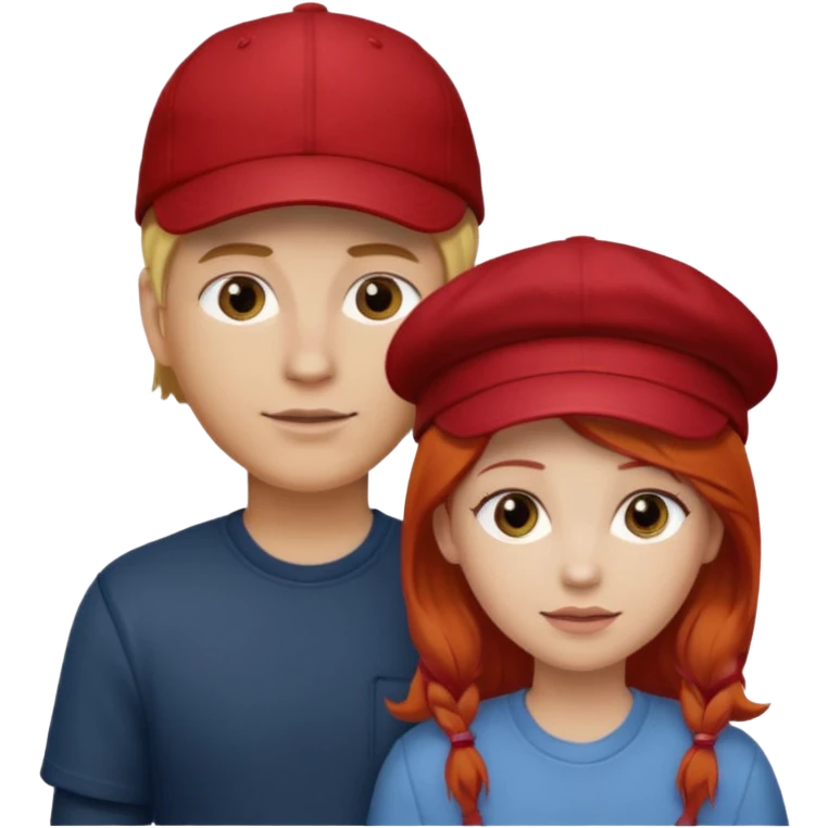 couple boy blond with cap and woman redhair emoji