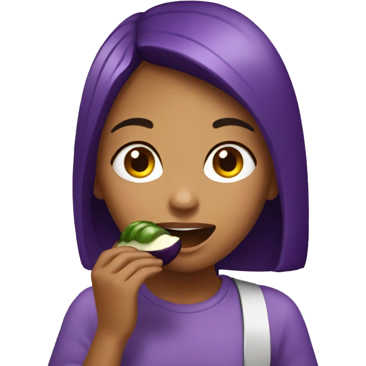 Girl eating eggplant emoji