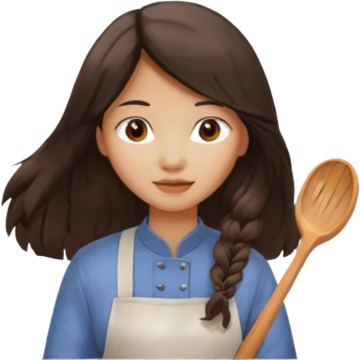 Long haired Asian girl baking  emoji