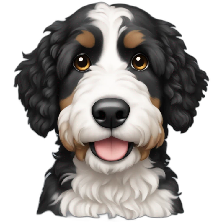 Black and white bernedoodle dog, no brown emoji