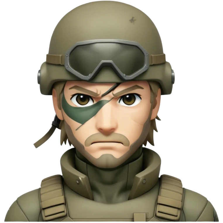 Cinematic Realistic Metal Gear Solid Snake Soldier Portrait, head tilted epicly and inquisitively, showcasing a commanding presence and tactical acumen. His weathered face, intense eyes, and meticulously rendered combat gear in muted earth tones are brought to life with lifelike clarity and dramatic lighting, high shine, epic and awe-inspiring, embodying the covert prowess of a true warrior of the shadows. emoji