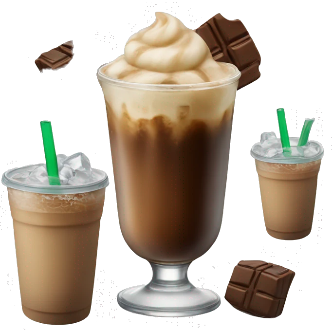 Starbuck ice coffee with ice cubes emoji