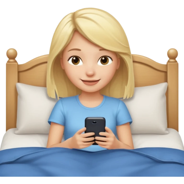 girl texting on bed emoji