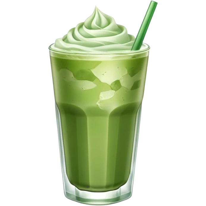Iced matcha latte with ice cubes emoji