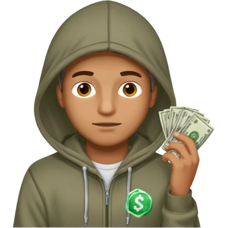 hoodied guy making money emoji