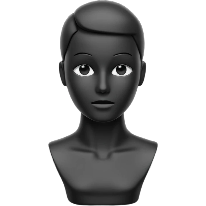 Minimalistic flat vector icon, iOS style, thin black contour on white background. Matte black mannequin in front of in 3D monochrome style. emoji
