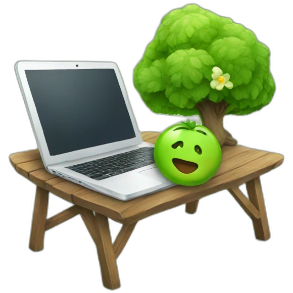 Loving Nature using laptop emoji