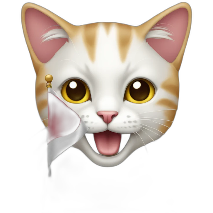 cat with the indonesian flag emoji