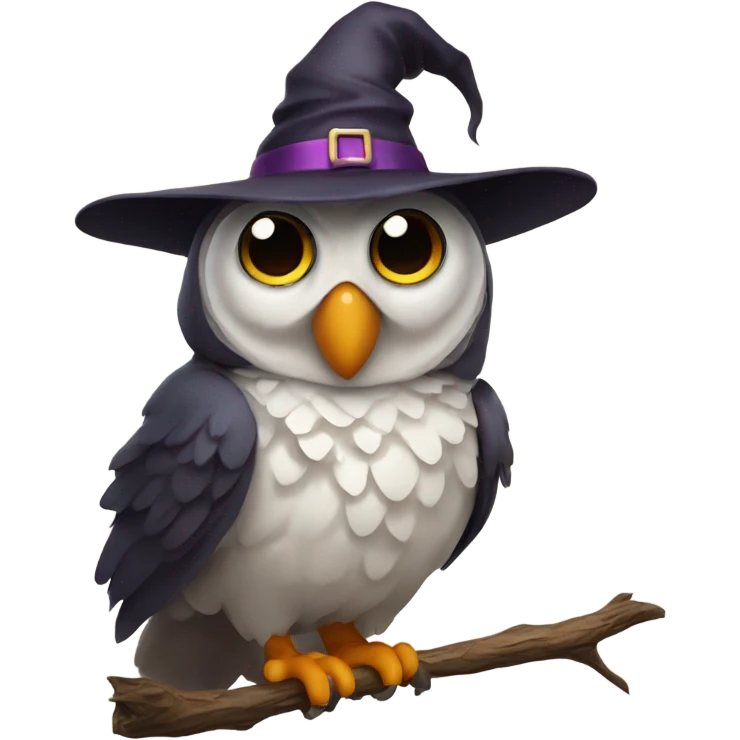 Owl with a witch hat emoji