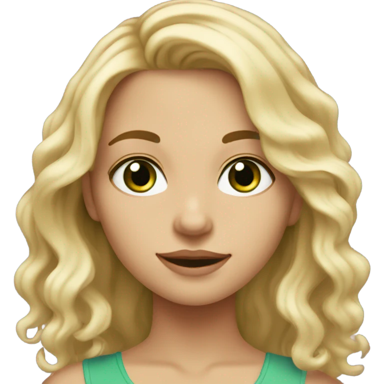 girl with medium length wavy blonde hair and greenish eyes emoji