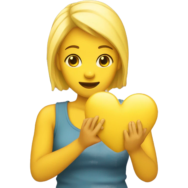 yellow skin yellow hair woman holding in her hand heart emoji