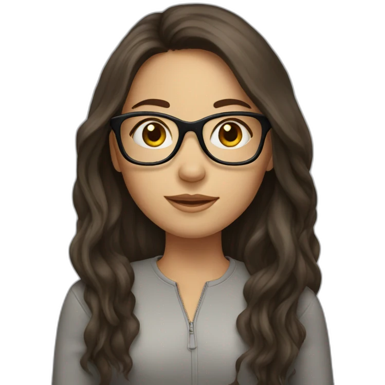 brunette girl with glasses and long hair emoji