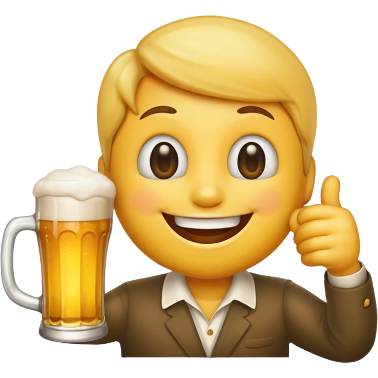 Smiling emoji holding a beer emoji