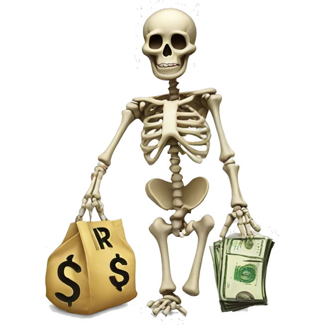 skeleton holding money bag emoji