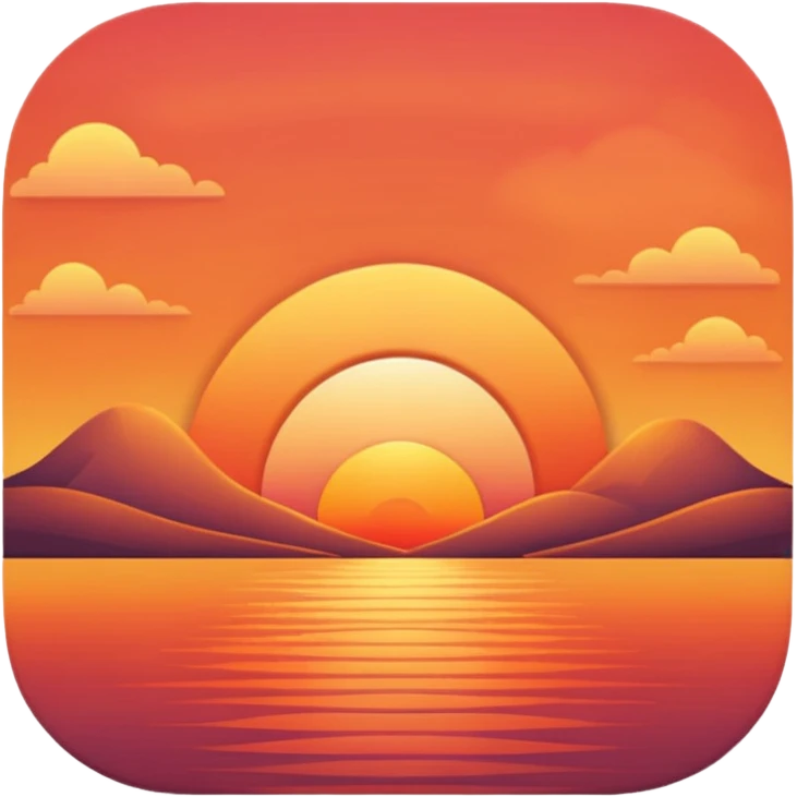 unset over horizon, rounded shapes, warm glowing colors, soft shading emoji