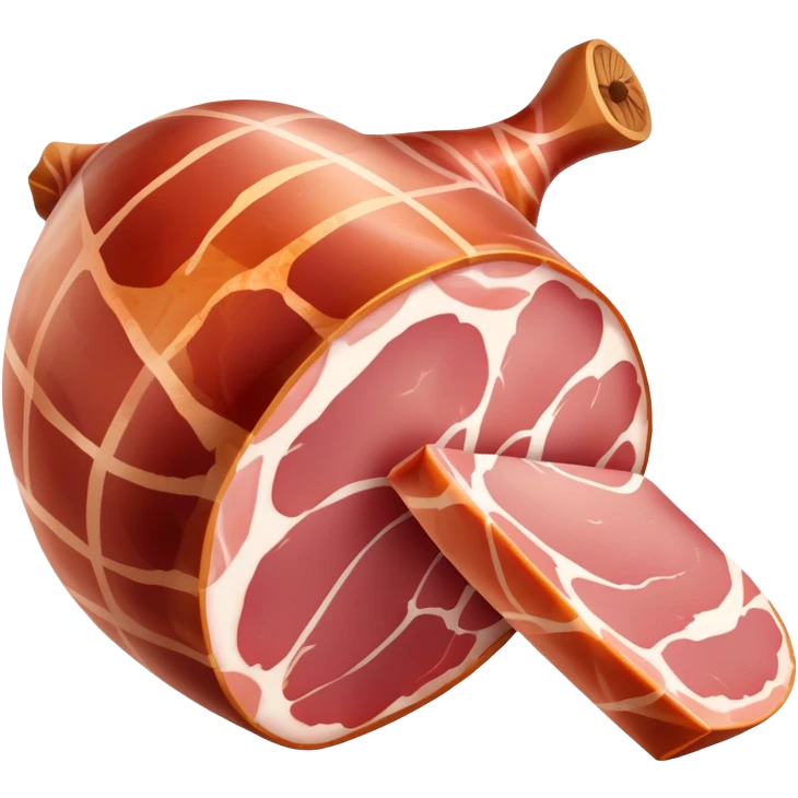 jamón-serrano-cinematic-realistic-jamón-serrano-dish-emoji,-depicted-as-a-prominent-leg-of-cured-ham-with-visible-marbling,-rendered-with-rich-textures-and-dynamic,-appetizing-lighting. emoji