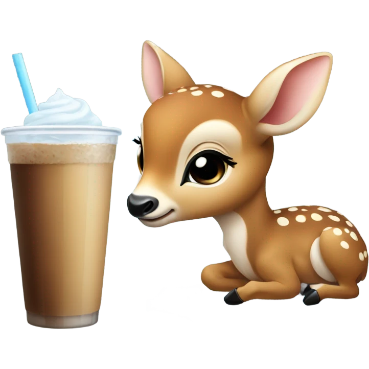 Baby deer drinking iced coffee emoji