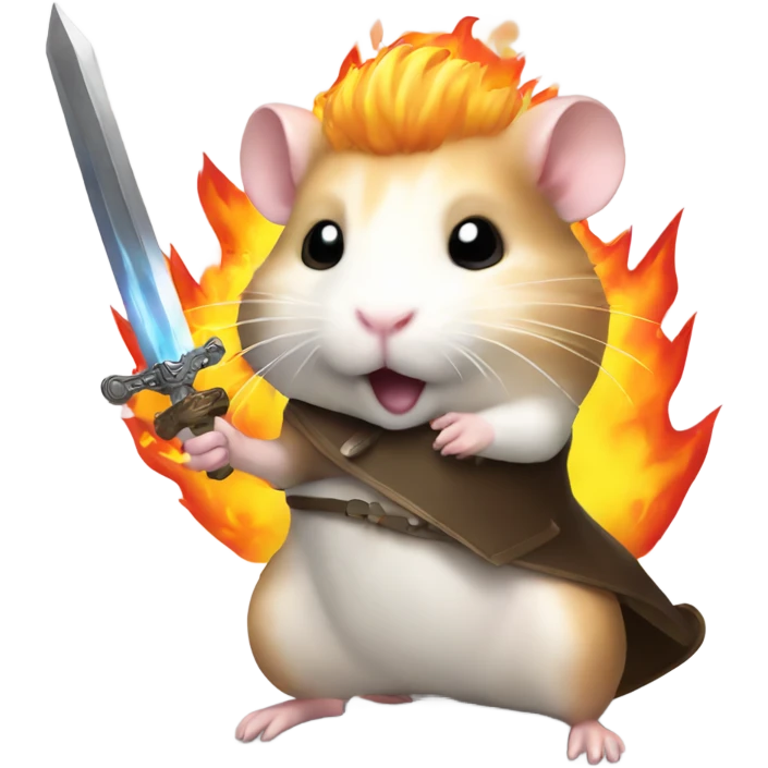 Hamster with a flaming sword emoji