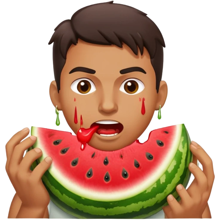Man aggressively eating watermelon  emoji