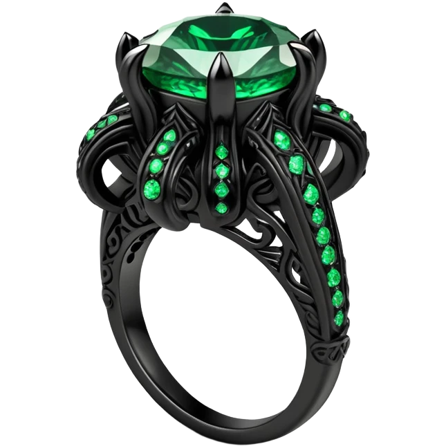 Eldritch black and green horror engagement ring emoji