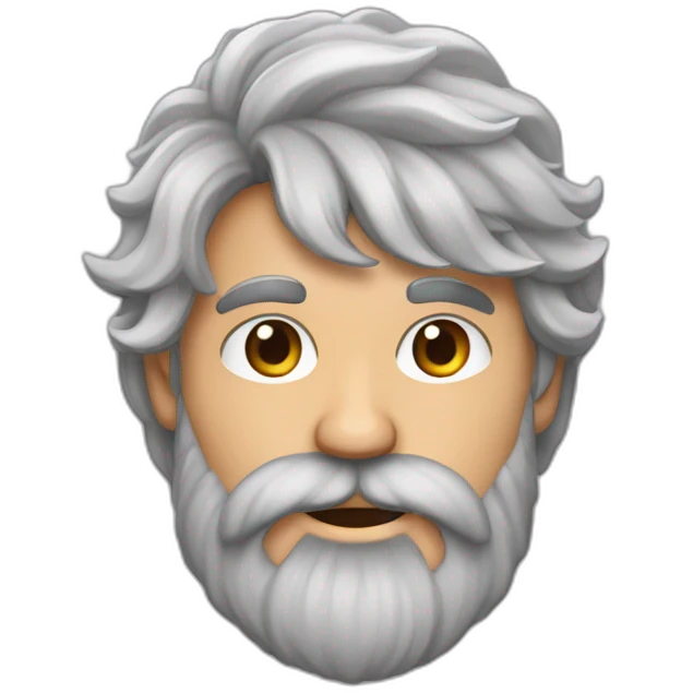 hombre pelo gris barba de candado con pastel emoji
